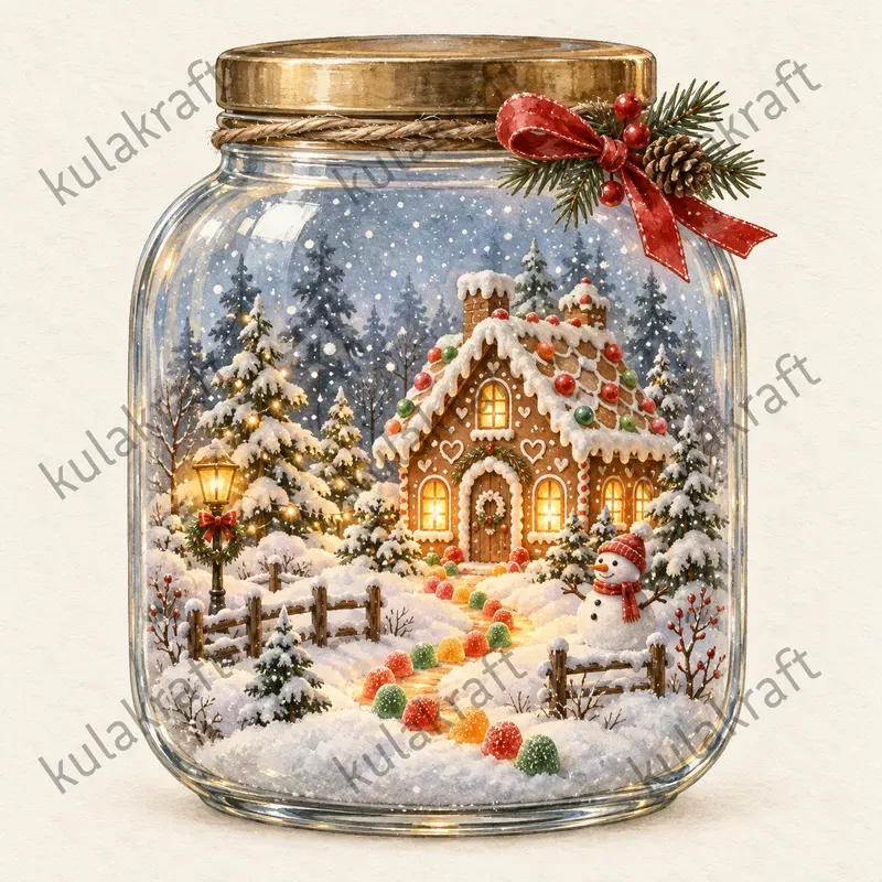 Christmas Jar Diorama Cliparts