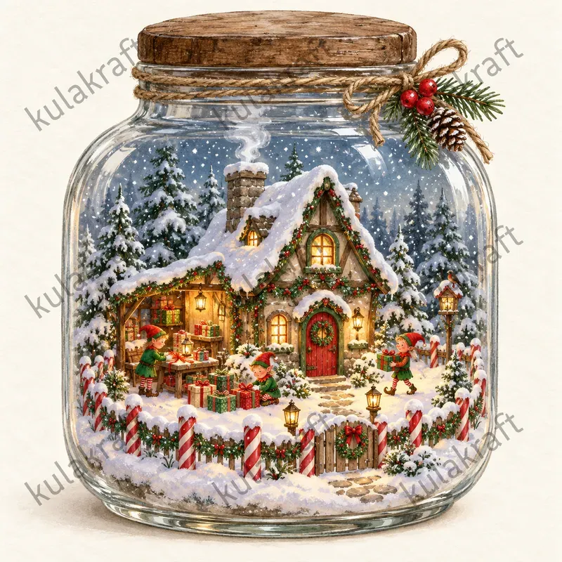 Christmas Jar Diorama Cliparts