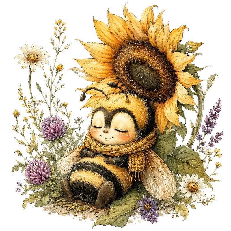 Whimsical Bee Garden Characters