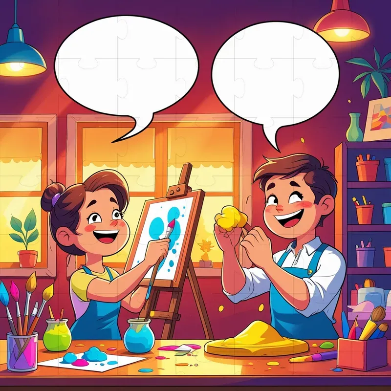 Comic Style Duo Interaction Scenes