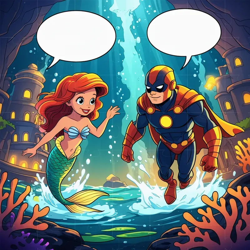 Comic Style Duo Interaction Scenes
