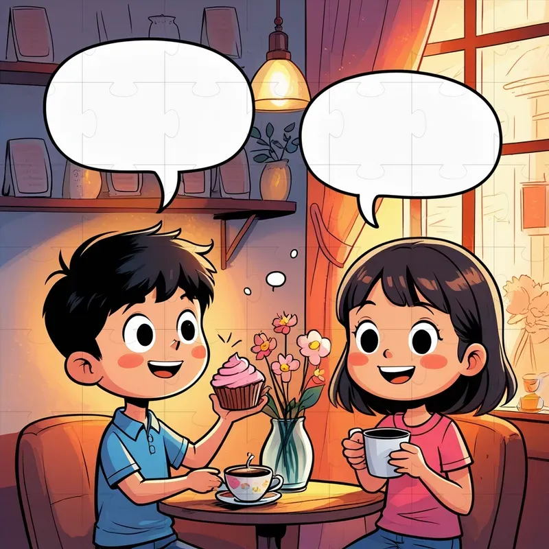 Comic Style Duo Interaction Scenes
