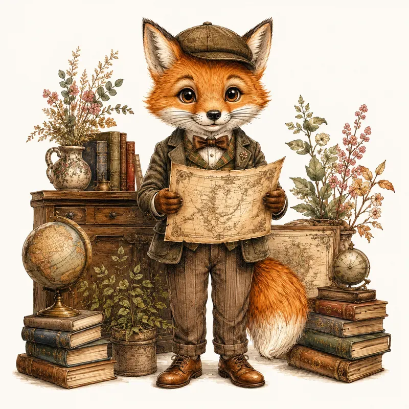 Whimsical Vintage Woodland Animal Art