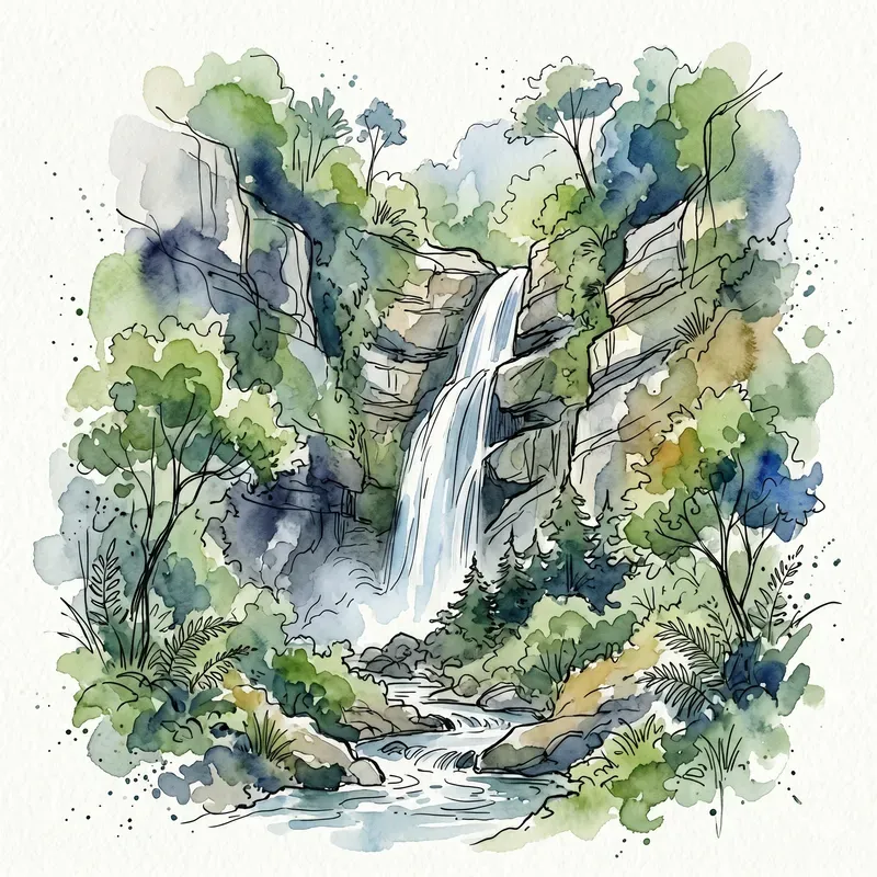Watercolor Ink Landscape Sketches
