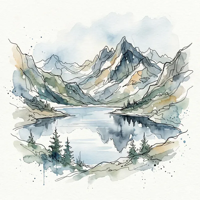 Watercolor Ink Landscape Sketches