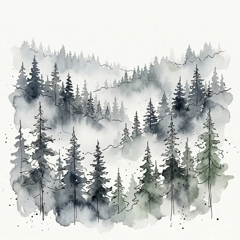 Watercolor Ink Landscape Sketches