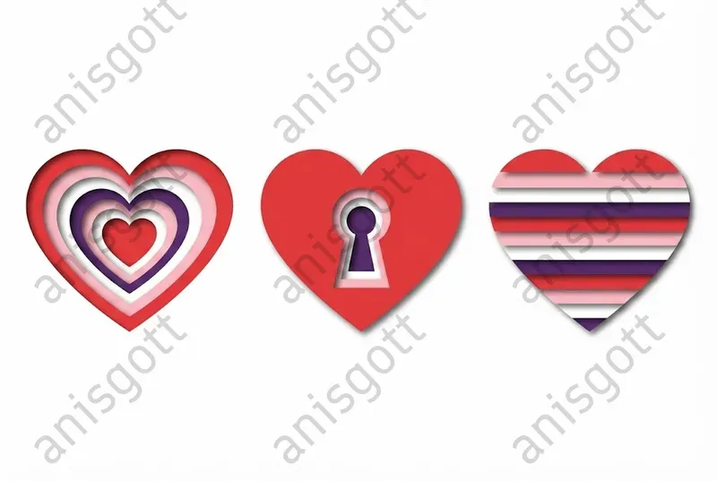 Paper Cutout Valentine Clipart Icons