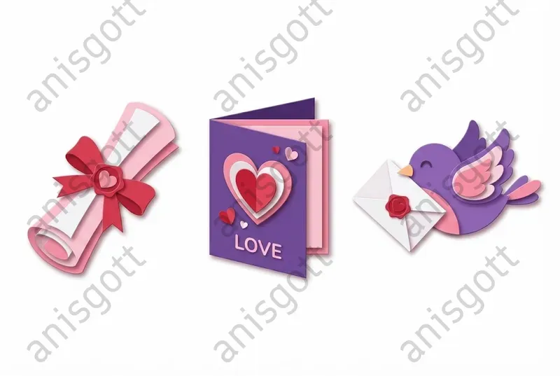 Paper Cutout Valentine Clipart Icons