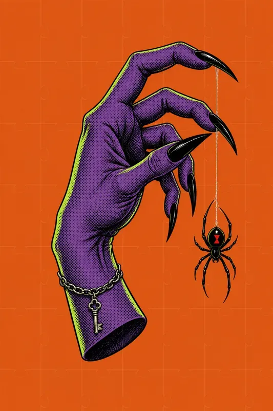 Gothic Witch Hand Comic Art
