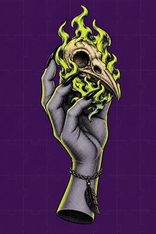 Gothic Witch Hand Comic Art