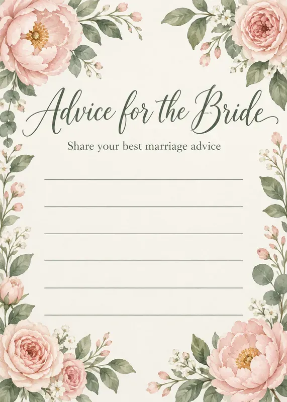 Bridal Shower Activity Cards