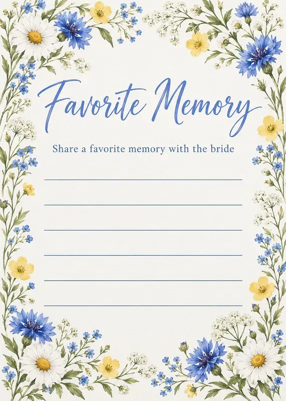 Bridal Shower Activity Cards