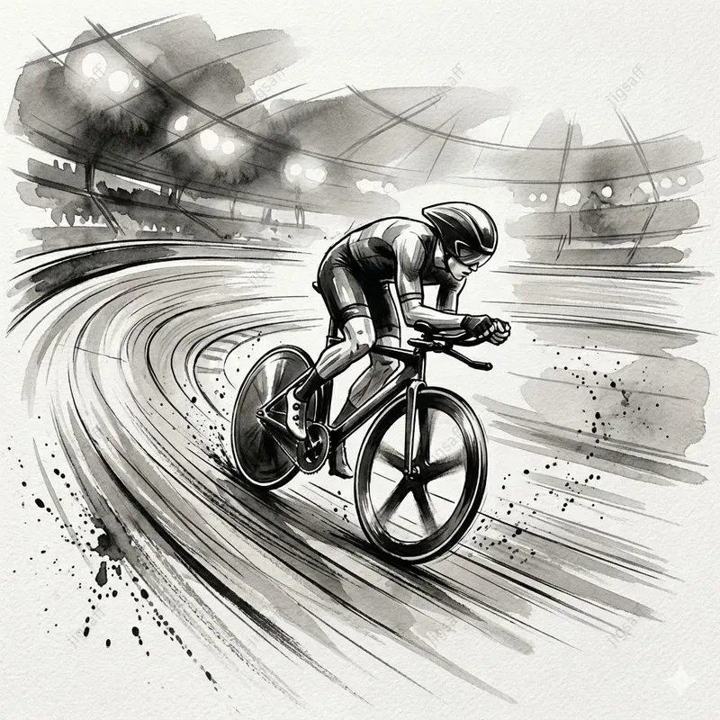 Cycling Sumie Ink Wash Illustrations