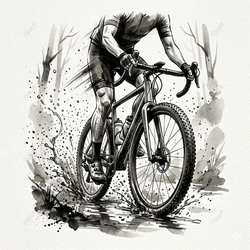 Cycling Sumie Ink Wash Illustrations