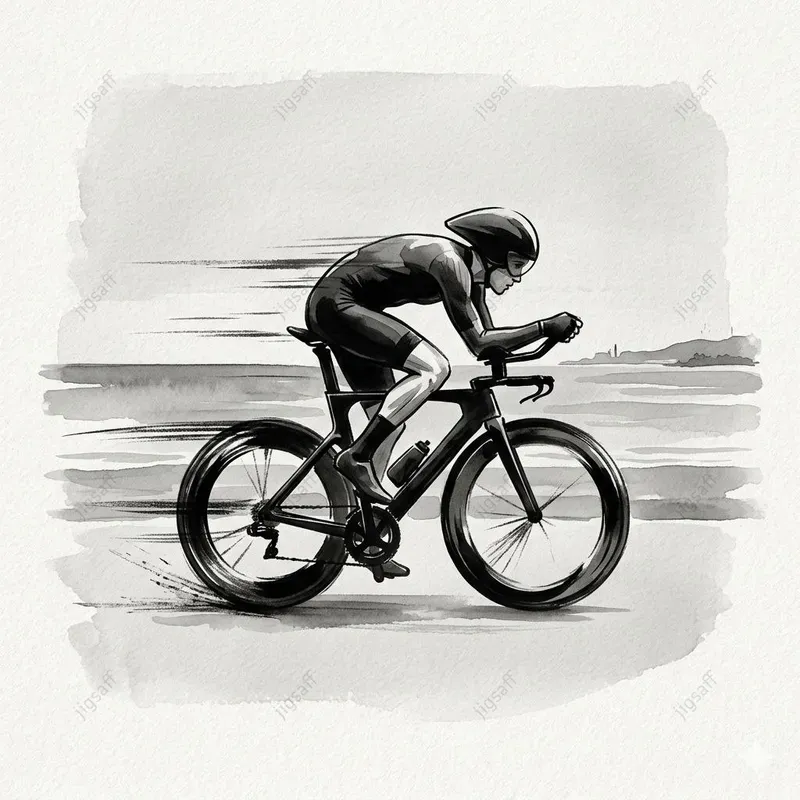 Cycling Sumie Ink Wash Illustrations