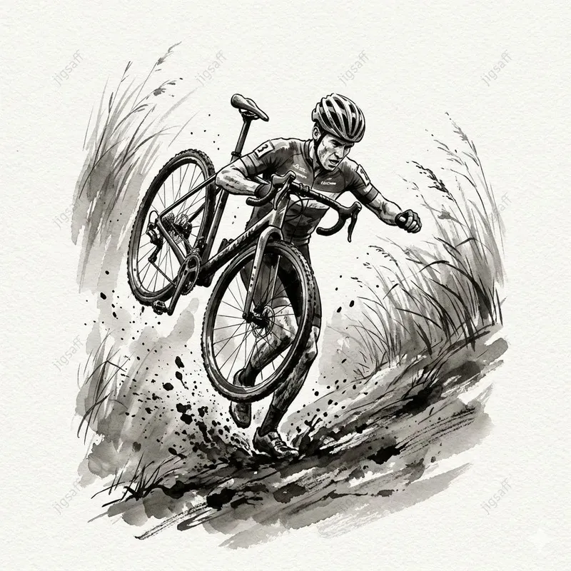 Cycling Sumie Ink Wash Illustrations