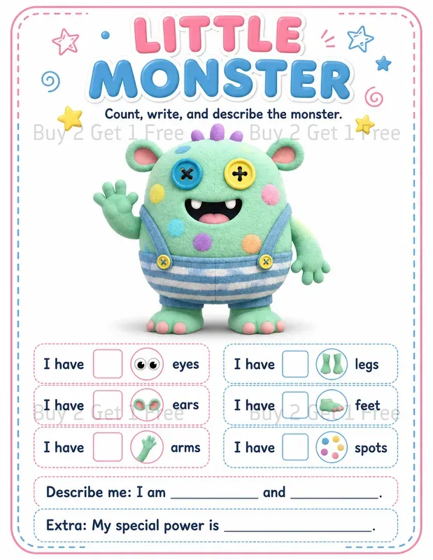 Little Monster Printable Worksheets