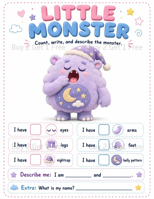 Little Monster Printable Worksheets