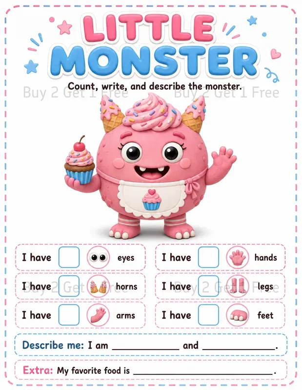 Little Monster Printable Worksheets