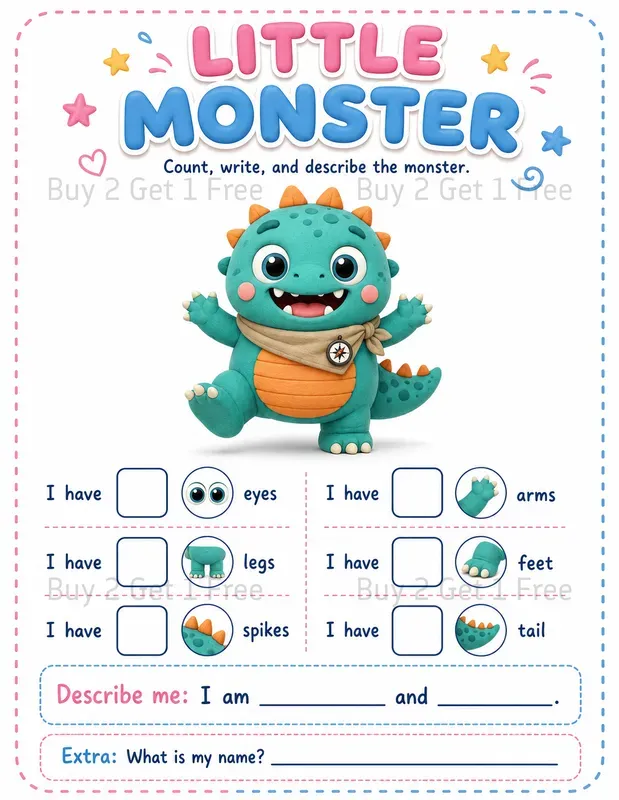 Little Monster Printable Worksheets