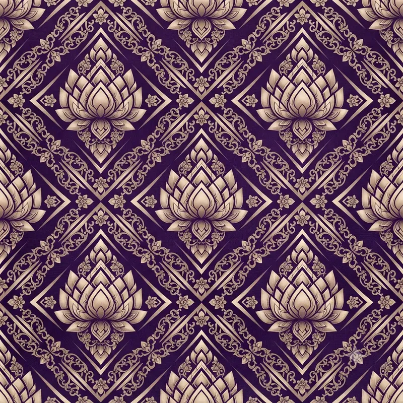 Thai Lotus Silk Seamless Patterns