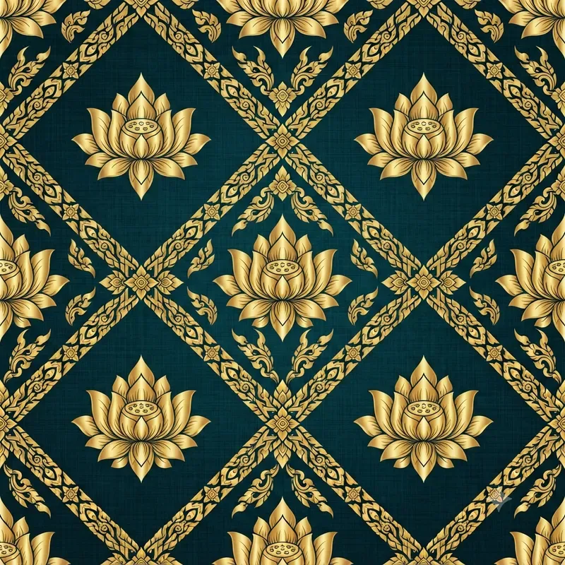 Thai Lotus Silk Seamless Patterns