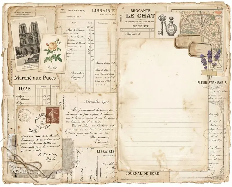 Vintage French Flea Market Collage Pages