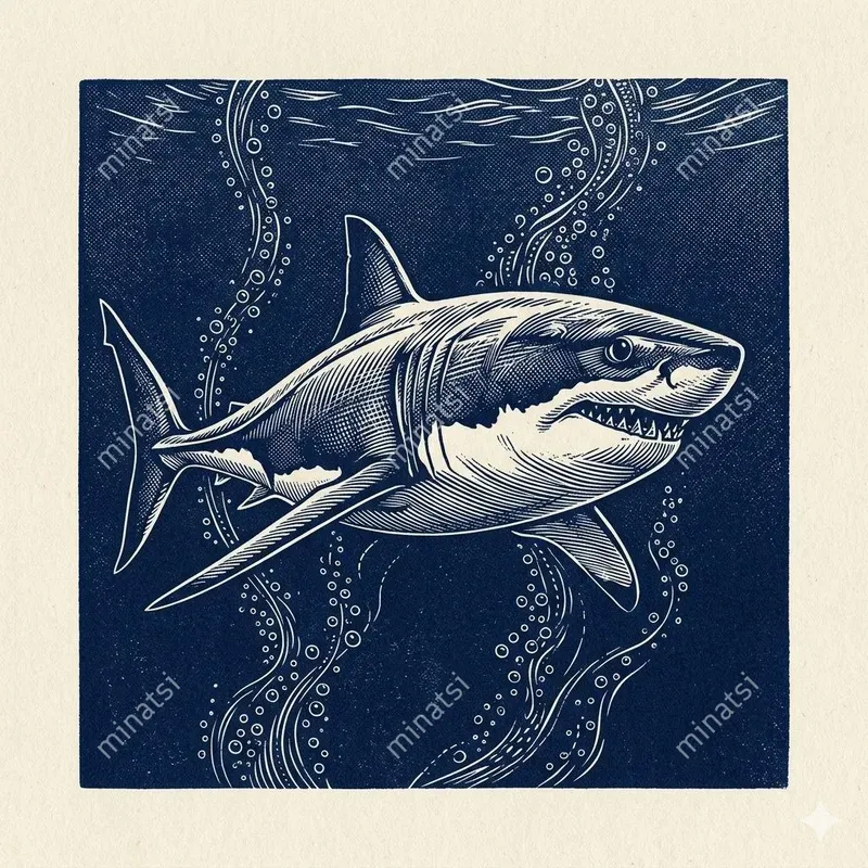 Vintage Marine Linocut Pattern Art