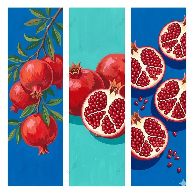 Summer Fruit Gouache Triple Panel Art