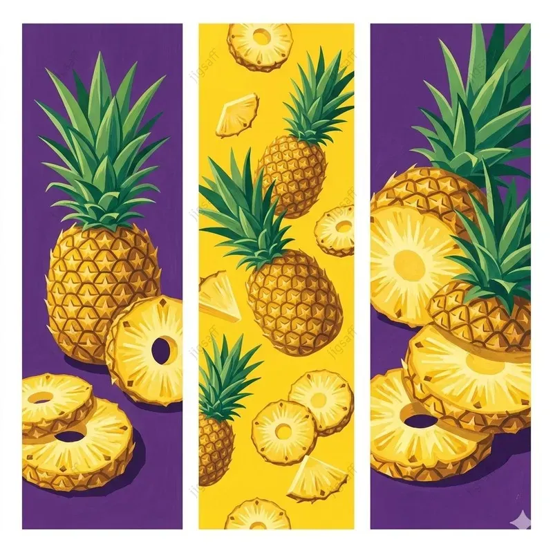 Summer Fruit Gouache Triple Panel Art