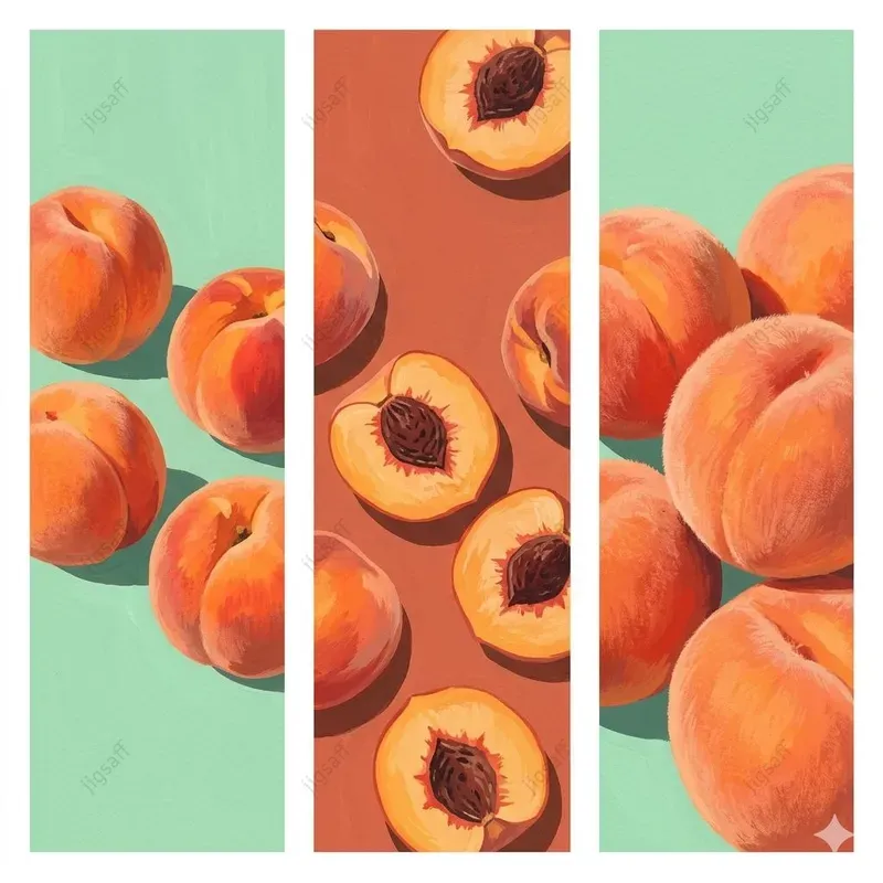 Summer Fruit Gouache Triple Panel Art