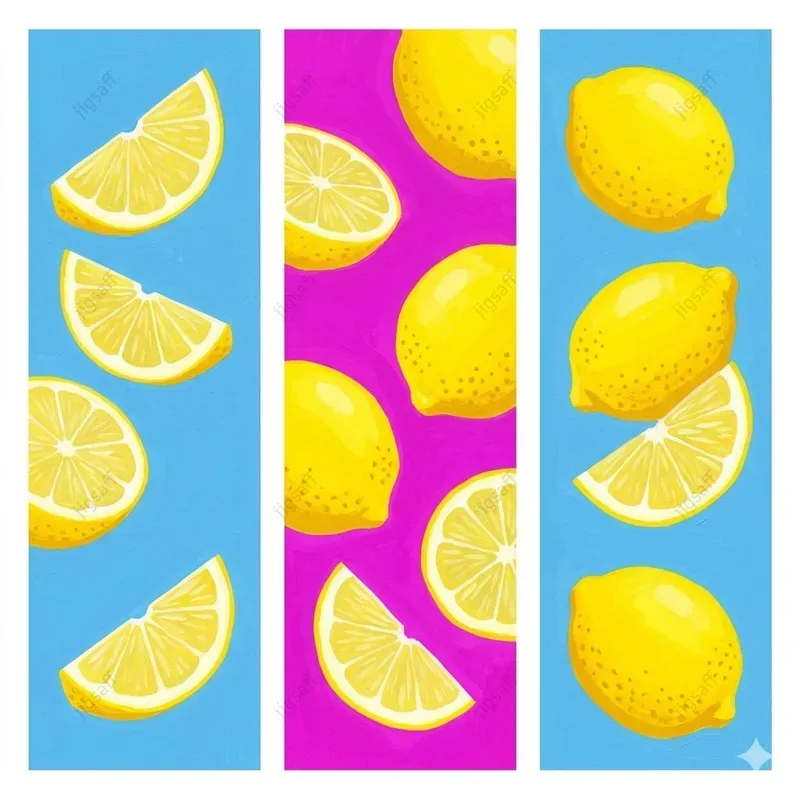 Summer Fruit Gouache Triple Panel Art
