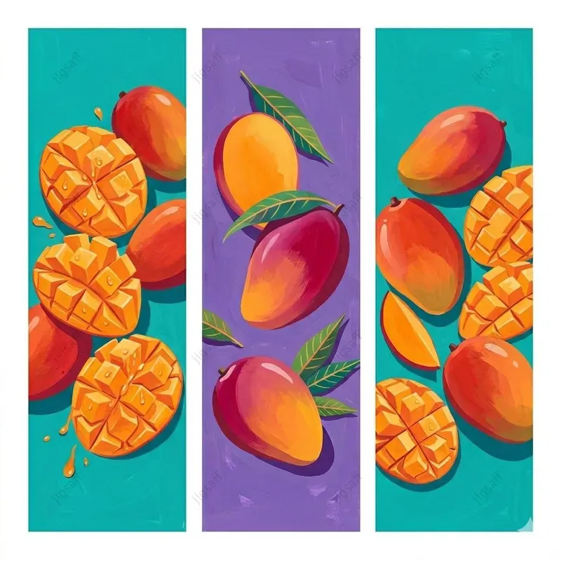 Summer Fruit Gouache Triple Panel Art