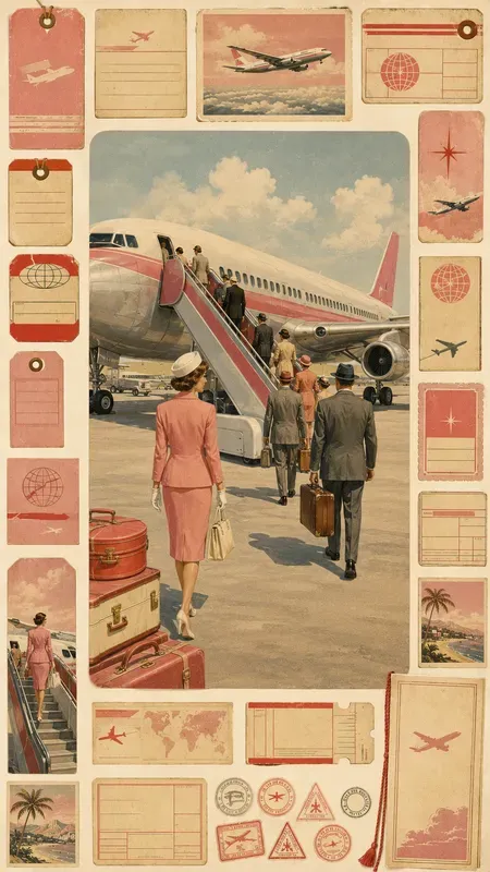 Vintage 1960s Air Travel Ephemera Sheets