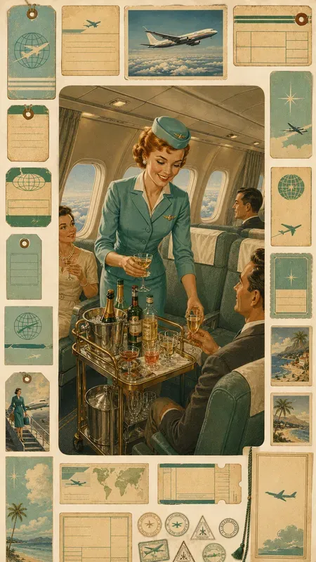 Vintage 1960s Air Travel Ephemera Sheets