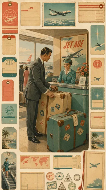 Vintage 1960s Air Travel Ephemera Sheets