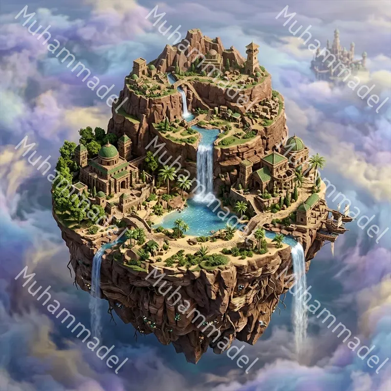 3D Isometric Floating Islands Fantasy