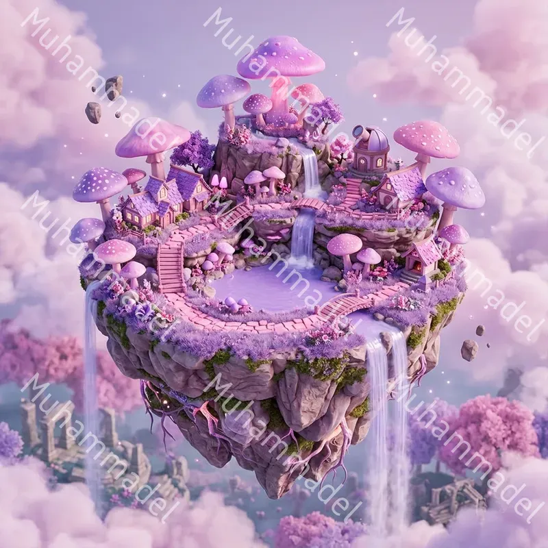 3D Isometric Floating Islands Fantasy