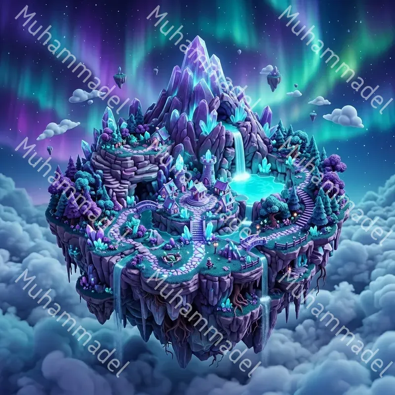 3D Isometric Floating Islands Fantasy