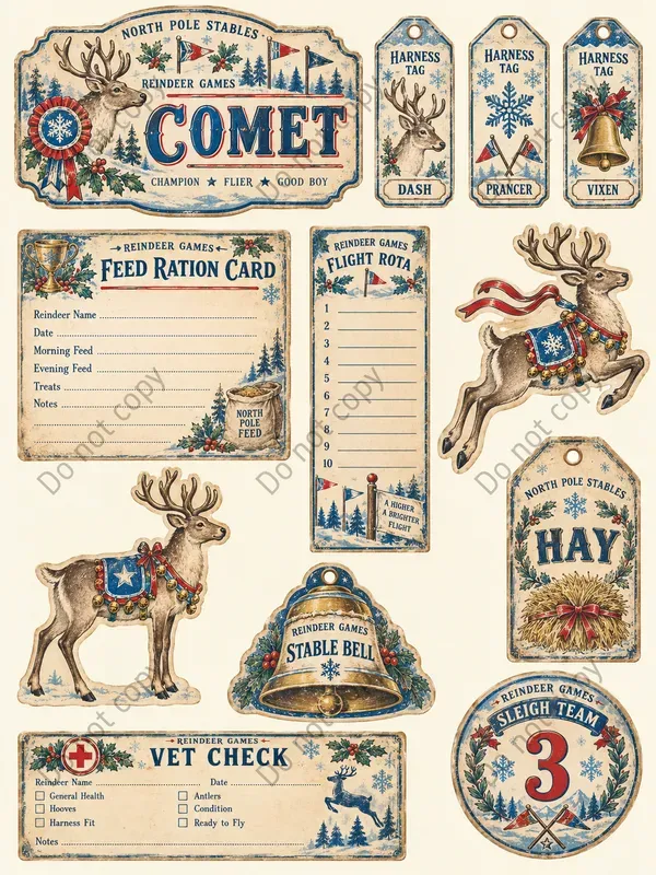 Reindeer Barn Ephemera Sheets