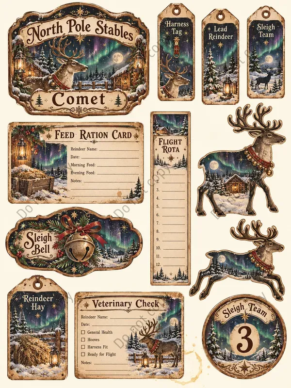 Reindeer Barn Ephemera Sheets