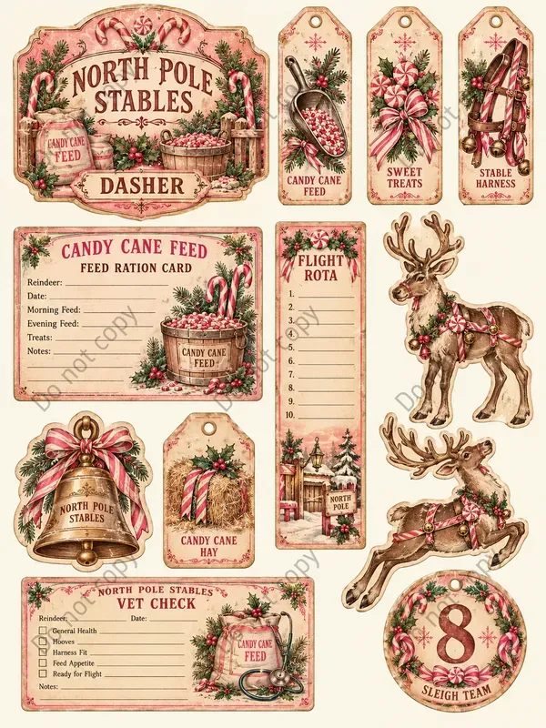 Reindeer Barn Ephemera Sheets