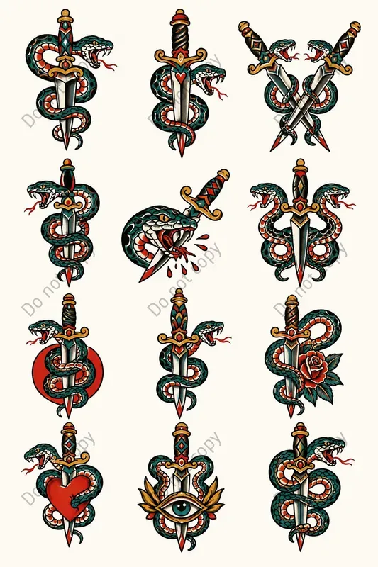Old School Tattoo Flash Sheets