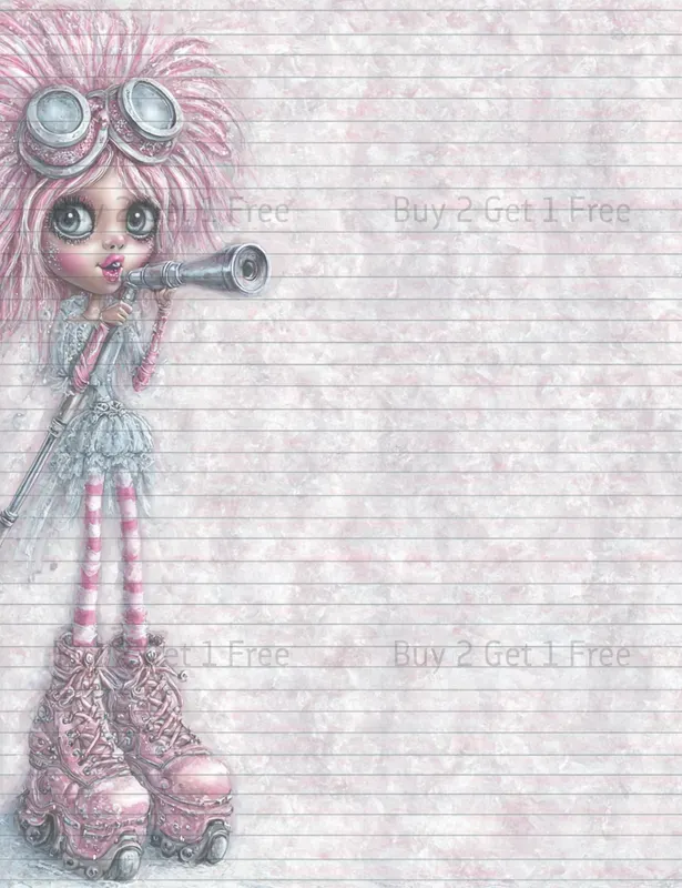 Seaside Steampunk Girl Plain Papers