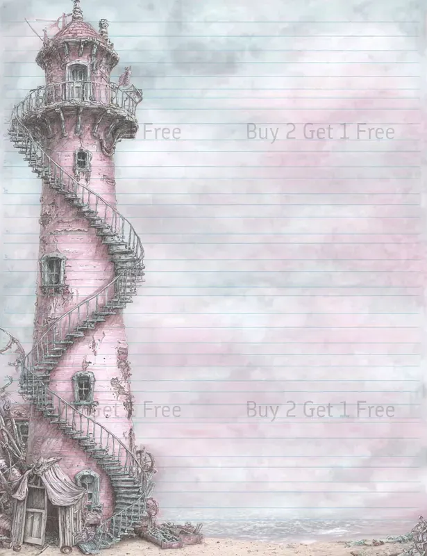 Seaside Steampunk Girl Plain Papers
