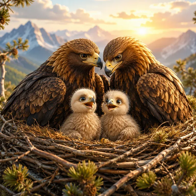 Cute Bird Family Nest Portraits