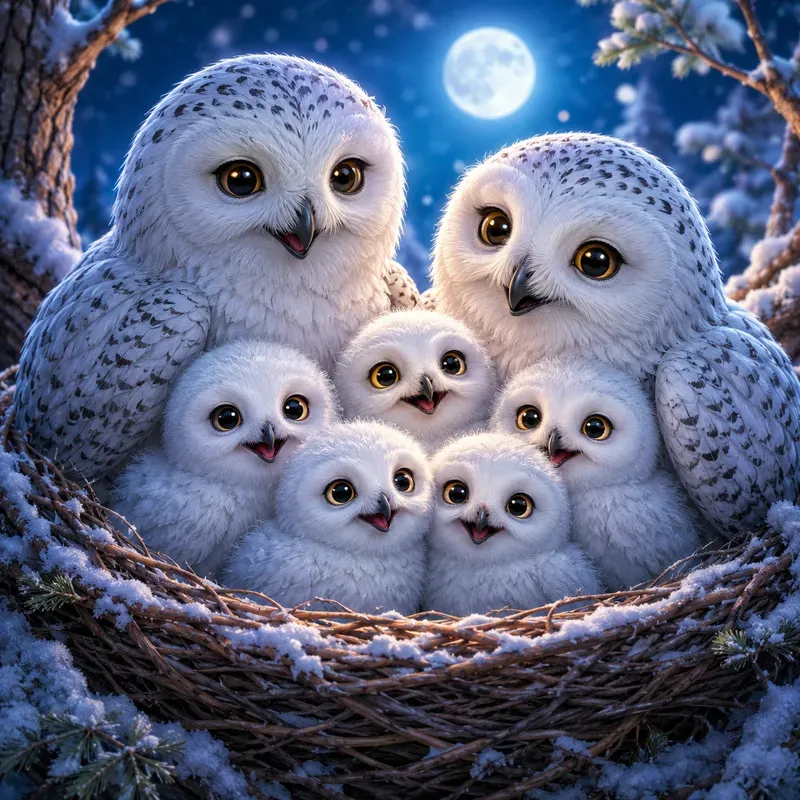 Cute Bird Family Nest Portraits