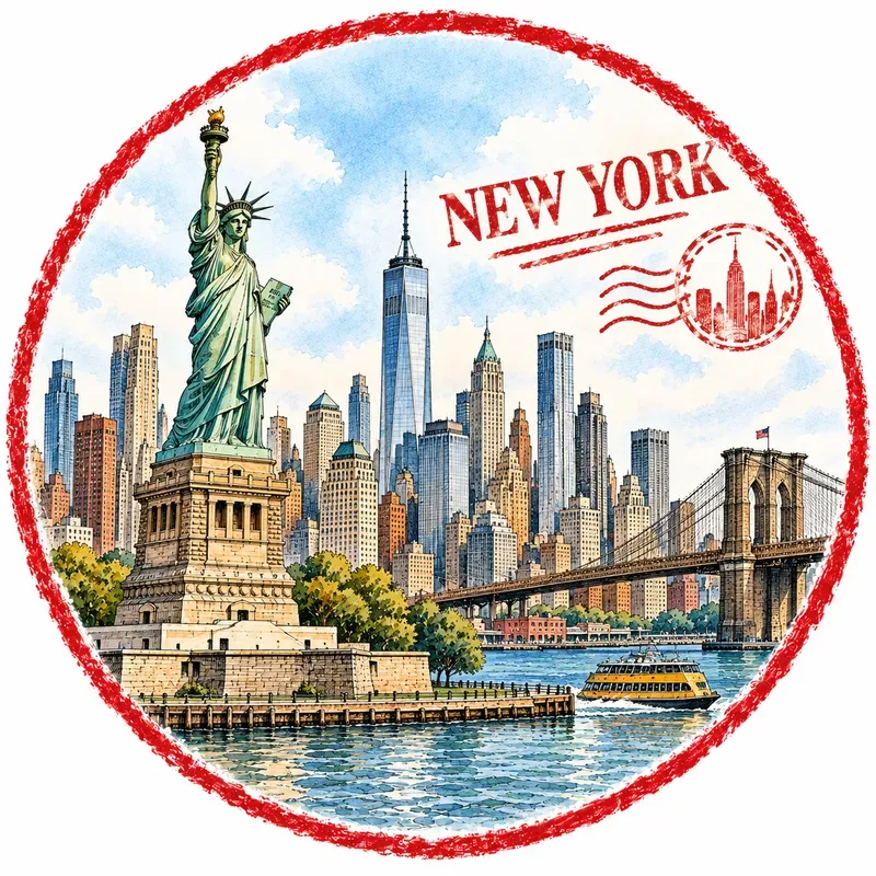 Stampstyle Illustrations Of Cities