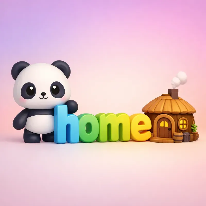 Cute 3D Toy Text Mini Home Logos