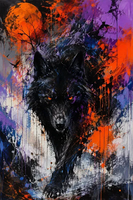 Explosive Abstract Halloween Animal Art